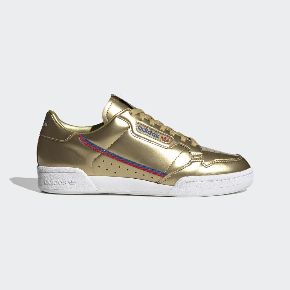 Adidas Men's Continental 80 Originals Shoes Gold Metal/White Ireland FW5352